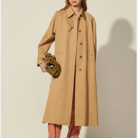 Sandro Paris Trench Coat With Removable Chain Size S NWT'S - Picture 1 of 15